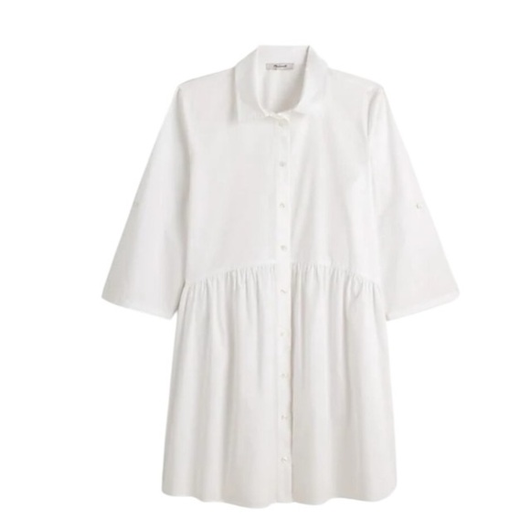 Madewell Button-Front Mini Shirtdress in Poplin in Crisp White NEW Size Small - Picture 9 of 12